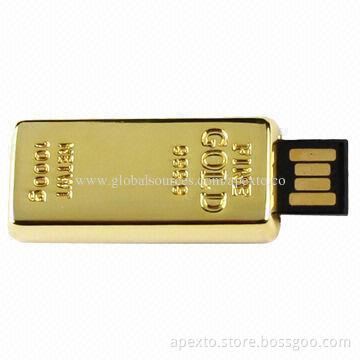 Gold USB Flash Drive, Retractable Style, Very Easy to Carry, 512MB to 32GB Capacity
